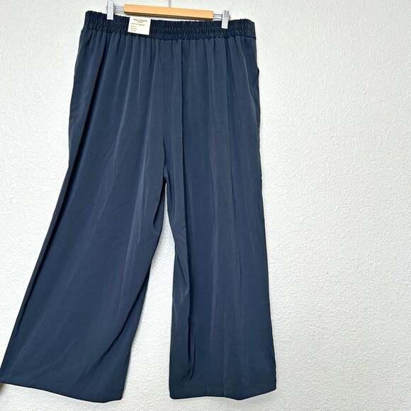 Max Studio Pants - Max Studio London Womens Plus 1X Blue Grey Wide-Leg Pants Elastic Waist